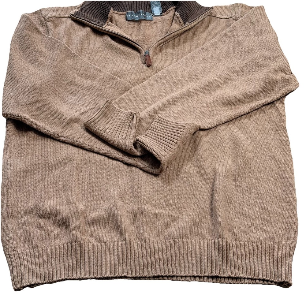 Oscar De La Renta Mens Sz-XL Sweater Pullover Knit 1/4 Zip Cotton & Acrylic